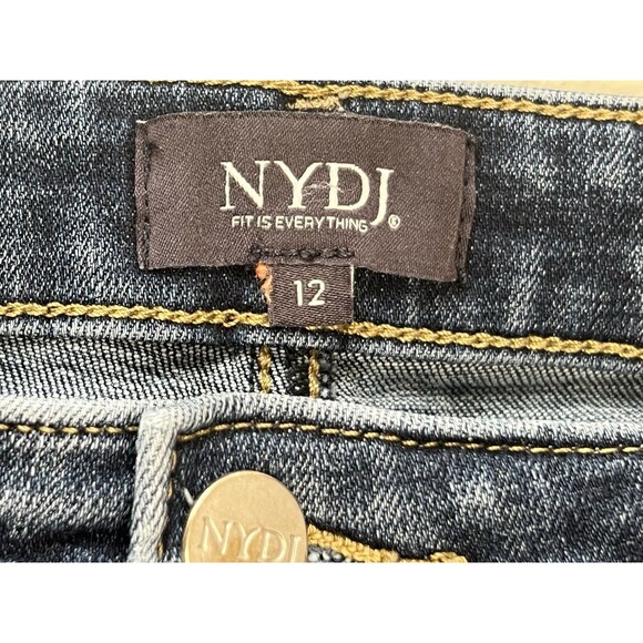 NYDJ Not Your Daughter’s Crop Jeans Wide Leg Size 12 Blue Stretch Denim - Picture 3 of 5
